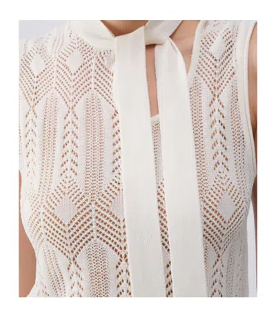 Liu •jo Beige Openwork Cut-out Bow Sweater In Neutral