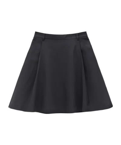 Low Classic Flared Midi Skirt In Black