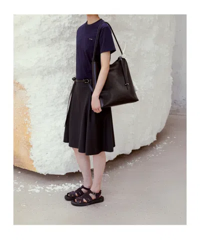 Low Classic Flared Midi Skirt In Black
