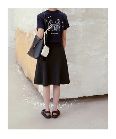 Low Classic Flared Midi Skirt In Black