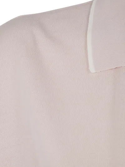 Aspesi V-neck Sweater With Collar In Pure Cotton Yarn In Pink