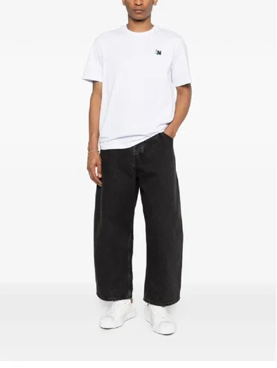 Msgm Logo-embroidered T-shirt In White