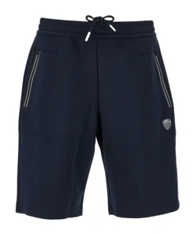 Ea7 Logo-patch Drawstring Shorts In Blue