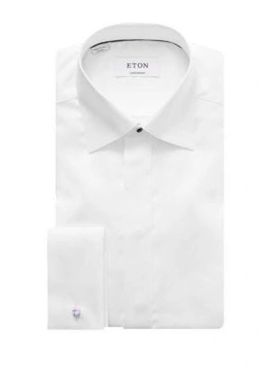 Shop Eton Slim-fit Formal Diamond Weave Dress Shirt In White