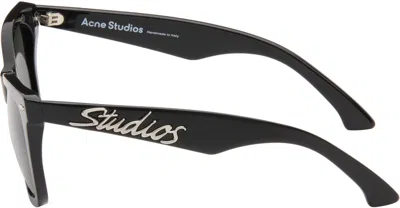 Acne Studios Logo-detail Square-frame Sunglasses In Black