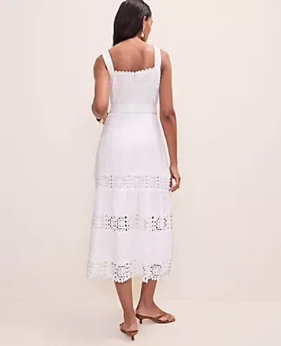 Ann Taylor Tiered Midi Dress In White