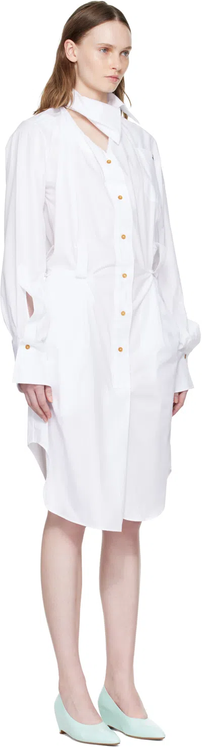Vivienne Westwood Drunken Shirt Dress Compact Poplin White 48 Women