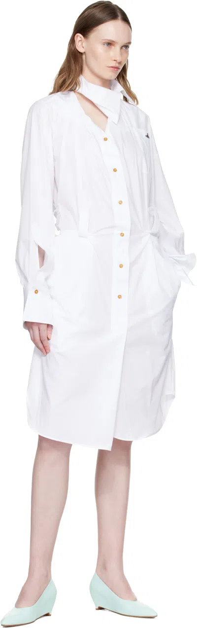 Vivienne Westwood Drunken Shirt Dress Compact Poplin White 48 Women