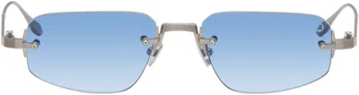 Akoni Juno-three Geometric-frame Sunglasses In Blue