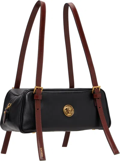 Versace Rectangular Handbag In Smooth Silk And Nylon In Black
