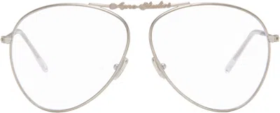 Acne Studios Logo-detail Pilot-frame Glasses In Metallic