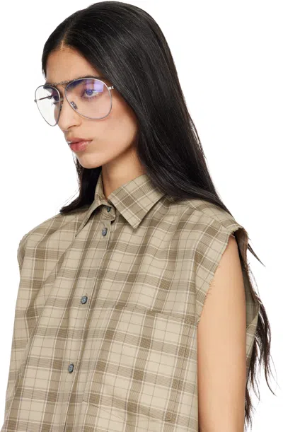 Acne Studios Logo-detail Pilot-frame Glasses In Metallic