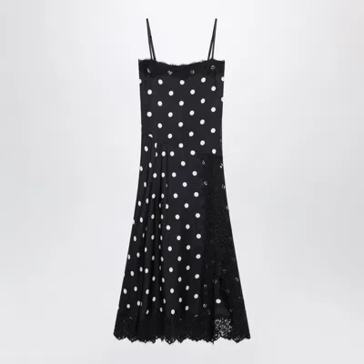 Sportmax Capo Polka Dot Lace Trim Silk Slipdress In Black