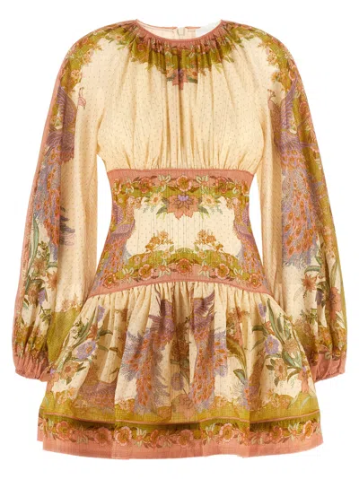 Zimmermann Womens Chartreuse Scarf Floral Indra Floral-print Cotton And Silk-blend Mini Dress Xxs In Multi