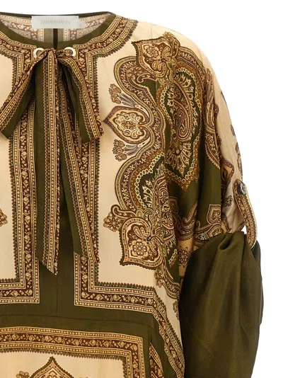 Zimmermann Mahon Paisley Print Habutai Silk Maxi Dress In Green