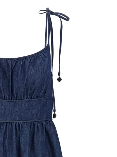 Zimmermann Mohan Broderie Anglaise Trim Denim Midi Dress In Blue