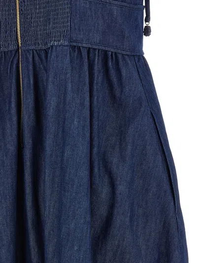 Zimmermann Mohan Broderie Anglaise Trim Denim Midi Dress In Blue