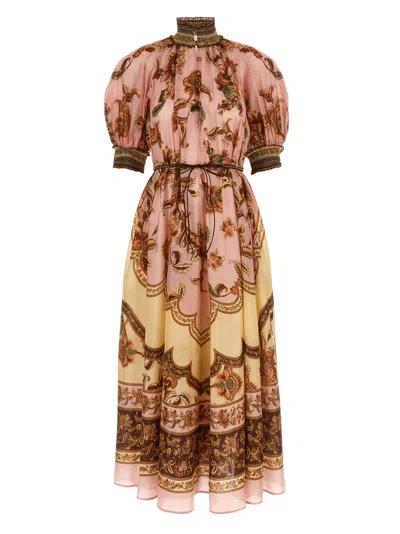 Zimmermann Womens Mauve Jacobean Aster Billow Silk Maxi Dress Xl In Multi