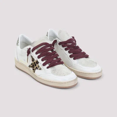 Golden Goose Ballstar White Low Top Sneakers With Glittered Star Patch On The Side And Glittered Heel With Logo L In Multi