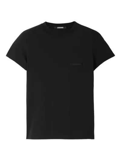 Jacquemus Womens Black Le T-shirt Grosgrain-logo Cotton-jersey T-shirt