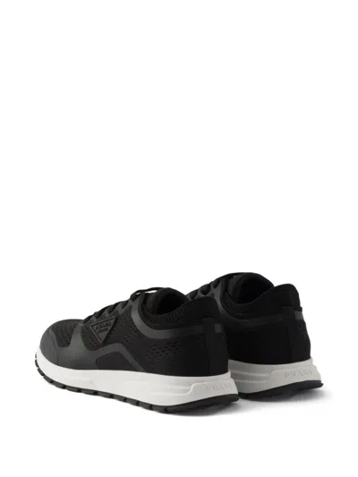 Prada Mesh Panel Sneakers Rubber Sole In Black
