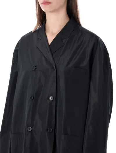 Prada Double-breasted Technical Taffeta Jacket In Black