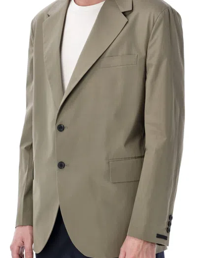 Prada Poplin Blazer Regular Fit Notch Lapel In Green