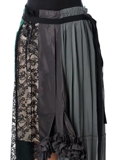 Prada Patchwork Midi Skirt With Panel Construction In Black