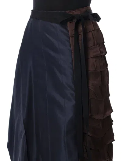 Prada Asymmetric Patchwork Skirt In Virgin Wool, Blue In Blue