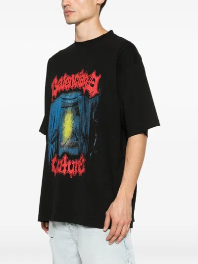 Balenciaga Cotton Salon De Couture Gothic T-shirt In Black