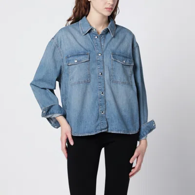Anine Bing Womens Baltic Blue Paxton Oversized Denim Shirt