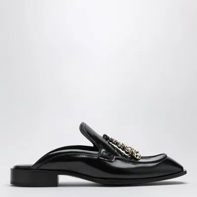 Loewe Black Leather Loafers
