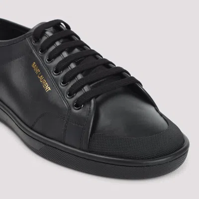 Saint Laurent Leather Sneakers With Almond Toe And Perforated Style In Black