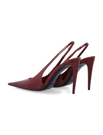 Saint Laurent Guermantes Slingback Pumps In Red Patent Leather In Burgundy
