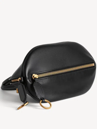 Balenciaga Mini Leather Bolero B Logo Zip Fastening Top Handle With Ring Detail In Black