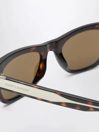 Saint Laurent Havana Rectangular Sunglasses In Brown