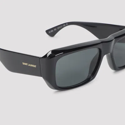 Saint Laurent Black Rectangular Sunglasses In Black