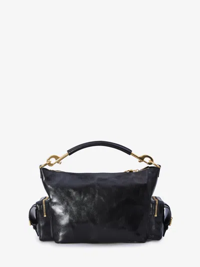Chloé Camera Bag Black Shoulder Bag With Logo Buckle And Removable Handle In Leather Woman