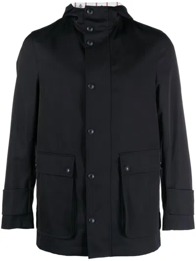Thom Browne Blue Solid Hood Jacket In Blue
