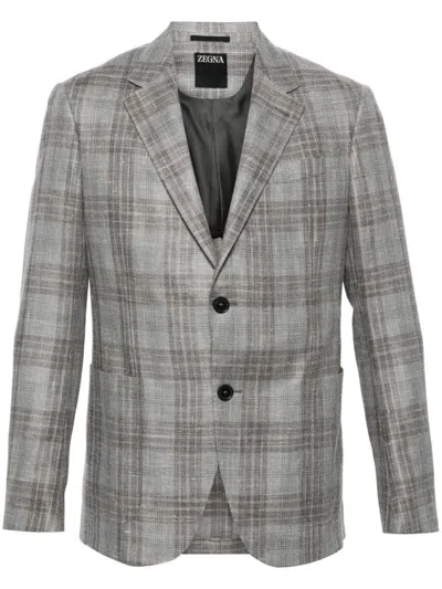Zegna Wool And Silk Blend Jacket In Multi