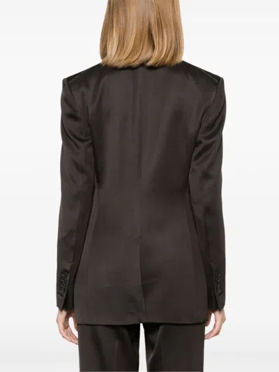 Tom Ford Double-breasted Blazer With Structured Shoulders In Black