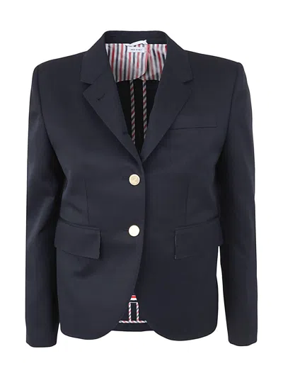 Thom Browne Single Breasted Cropped Jacket In 120s Wool In Black