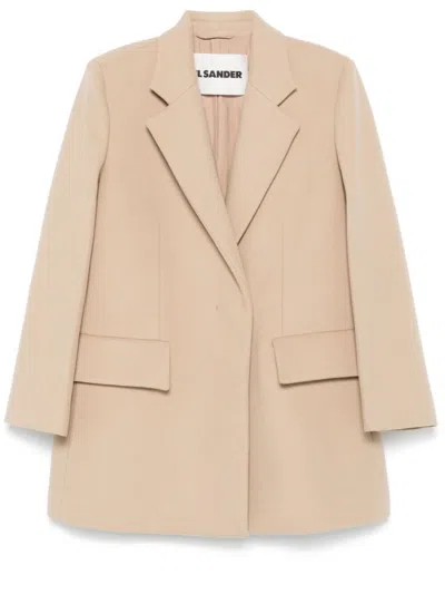 Jil Sander Short Double Breasted Tailor Made Crombie In Neutral