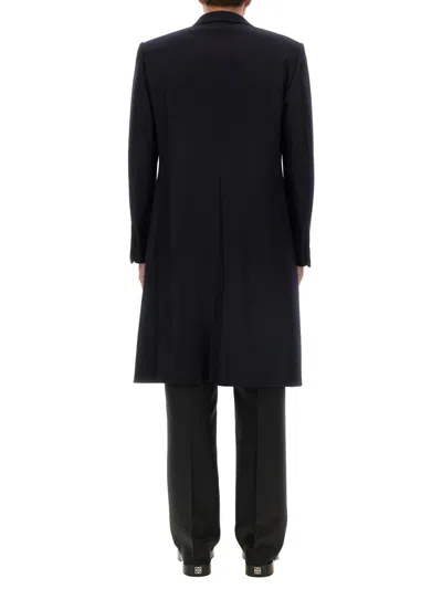 Givenchy Blue Single-breasted Long Coat In Black