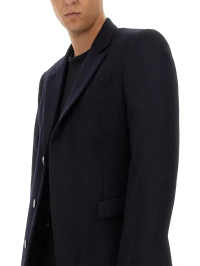 Givenchy Blue Single-breasted Long Coat In Black