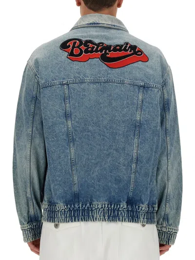 Balmain Cotton Denim Jacket In Multi