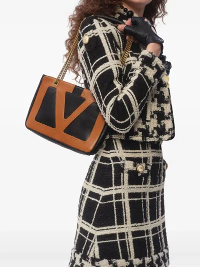Valentino Garavani Black Nappa Leather Small Viva Superstar Shoulder Bag In Multi