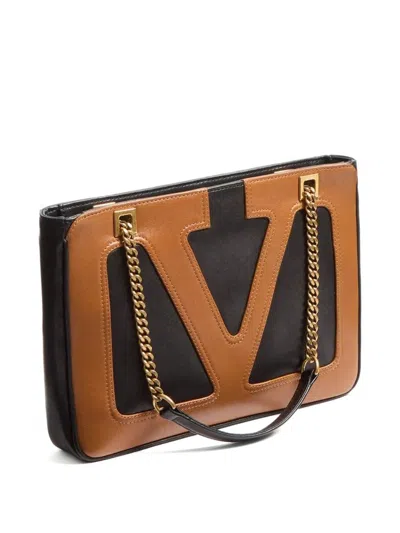 Valentino Garavani Black Nappa Leather Small Viva Superstar Shoulder Bag In Multi