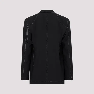Off-white Black Stretch Polyester Blend Blazer In Black