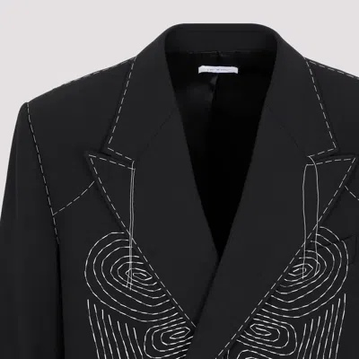 Off-white Black Stretch Polyester Blend Blazer In Black